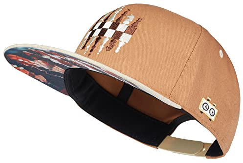 Cadency® Snapback Caps Herren und Damen, Einzigartig, Individuelle Themen Caps, Basecap gerader Schirm, Baseball Kappe, Damen, Unisex, Größenverstellbar, Schach, Hellbraun