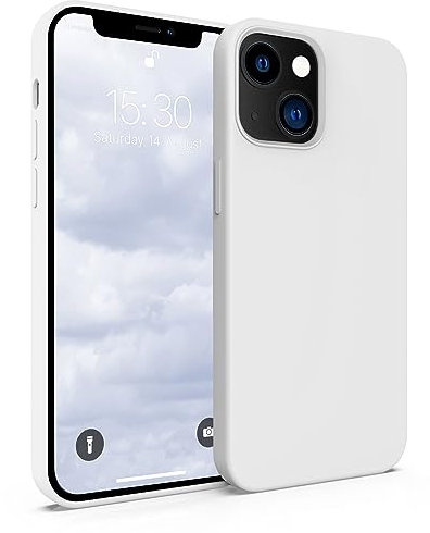 MyGadget Custodia per iPhone 13 - Hardcase con Strato Microfibra & Cover Silicone Resistente - Protezione Antigraffio & Antiurto - Bianco