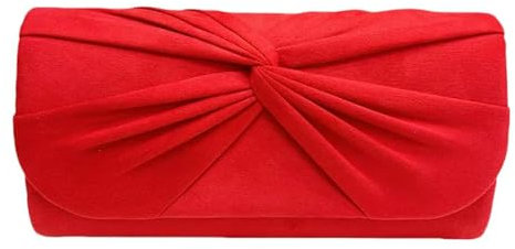 LeahWard Women's Wedding Clutch Bag Large Bow Soft Handbags Evening Purse (Red Long)