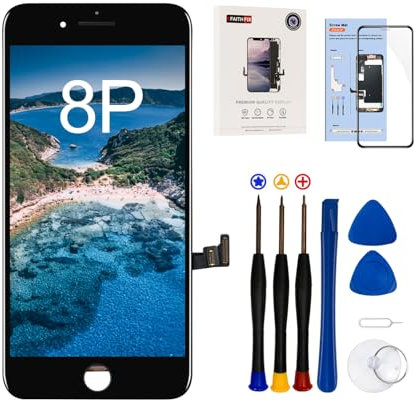 EFaith Ersatz Bildschirm Für iPhone 8 Plus Display Full-HD LCD Display Touchscreen-Digitizer Rahmen, Ersatzrahmen mit Reparatur Sets + Displayschutzfolie Patible Modelle A1864, A1907, A1908 (Schwarz)
