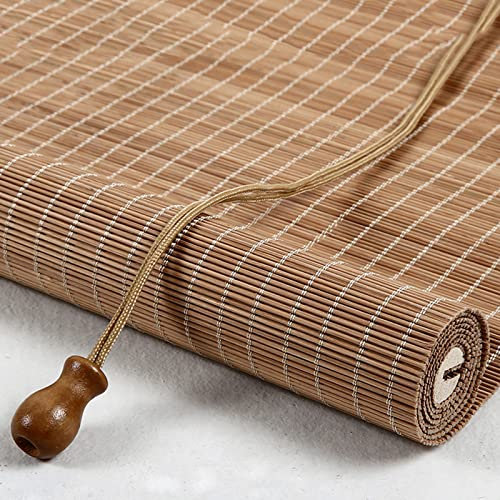XIAODANHUA Retro Bambus Rollo Natur Bambusrollo Holzrollos Verdunkelungs Jalousine Sichtschutz Vorhang UV-beständige Raffrollos Seitenzugrollo, (140×300cm)