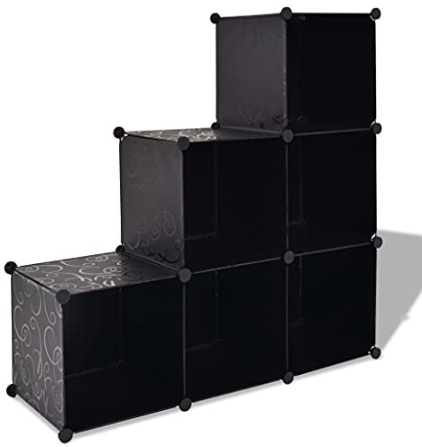 INLIFE Regalsystem Würfel-Regal mit 6 Fächern Schwarz