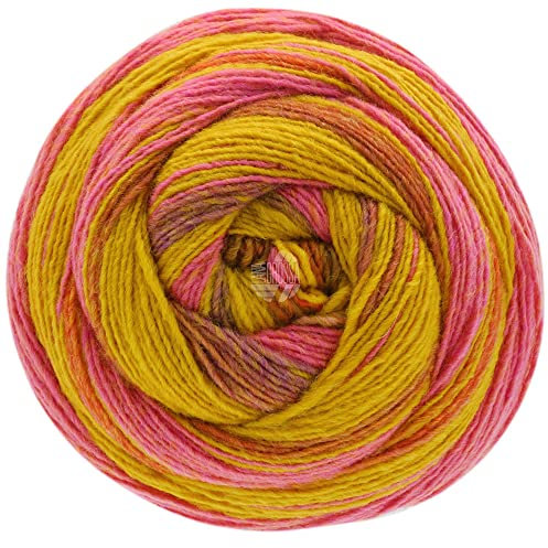 Lana Grossa Gomitolo Tosca 164 - Pink/Senfgelb/Violett/Brombeer/Rot