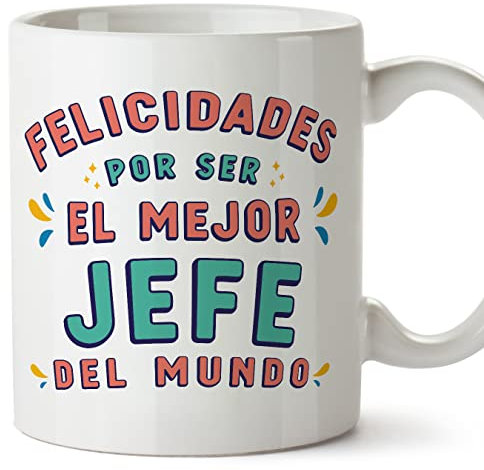 MUGFFINS Tazas para JEFE hombre - En Español - Felicidades por ser el mejor - 11 oz / 330 ml - Regalo original y divertido