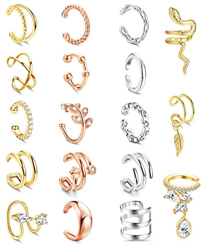 MILACOLATO 18 Pcs Ear Cuff Ohrringe Piercing Für Frauen Clip On Wrap Manschette Ohrringe Clip Auf Knorpel Helix Wrap Ohr Ohrklemme Ohrring Set Für Damen MIX