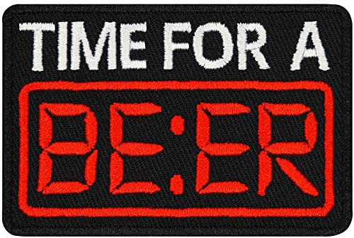 Lustiger Aufnäher Time for A BEER Jeans Flicken zum annähen/aufbügeln | Aufbügler Biertrinker Patches für alle Stoffe | Beer Sticker Applikation fabric applique 75x75mm