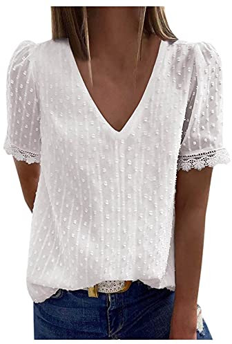 V-Ausschnitt Bluse Damen Spitze Damen Oberteile V-Ausschnitt Tops Herbst und Winter Damen T-Shirt Elegant Pullover
