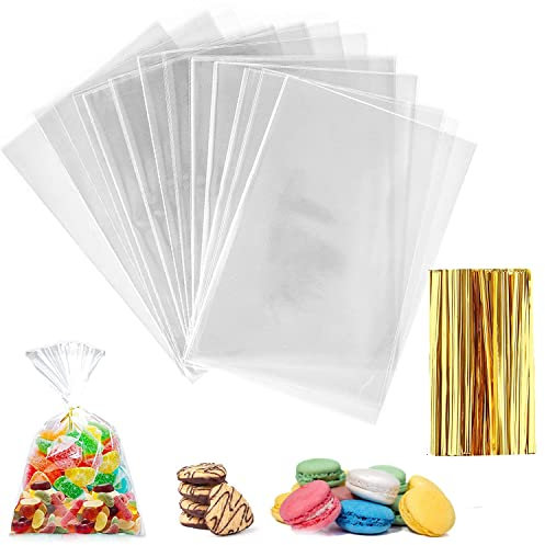 BERUHIGT 200 Cellophantüten klar 15 cm x 20 cm, Tüten zum Befüllen, Durchsichtige Geschenktüten für Süßigkeiten