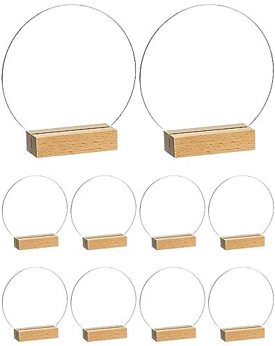 QWORK® 10 Stück Acryl Schilderhalter mit Holzständer, Hochzeit Tischnummern Acryl, für Hochzeiten, Partys, Esszimmer