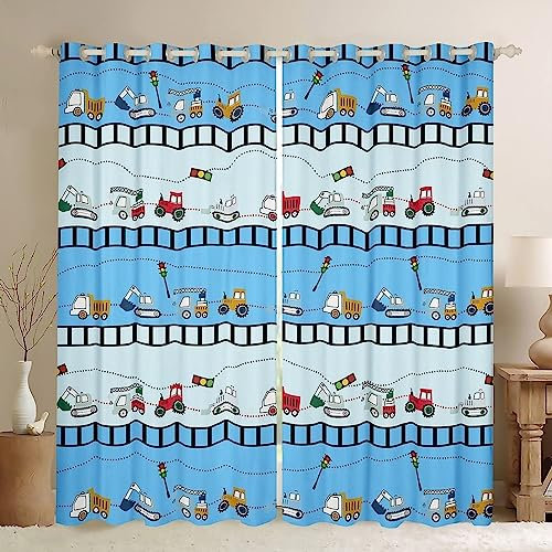 ANEEHA Vorhang Blickdicht Cartoon-Auto Vorhänge Junge Gardinen Wohnzimmer Schlafzimmer Verdunklungsvorhänge Thermovorhang 3D Druck Schallschutz Vorhang mit Ösen 2er Set B 60 x H 150 cm
