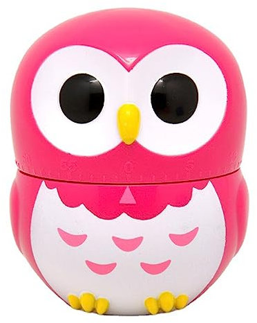 Ranvi Minuteur de cuisine mignon en forme de hibou - Minuteur de 60 minutes (rouge)
