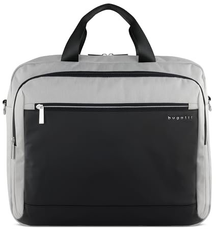 bugatti Sera Businesstasche Medium für Herren mit 15“ Laptopfach, Arbeitstasche Aktentasche Große Bürotasche, hellgrau