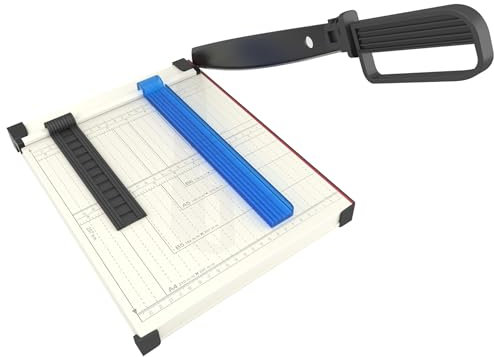 Hmfmdy Paper Cutter, Guillotine Paper Cutter, 12 Cut Length Paper Trimmer, Heavy Duty Metal Base Paper Cutting Board, 12 Sheet Capacity Paper Slicer for Cardstock Crafts, Coupon, Label & Photo