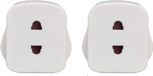 Pack of 2 UK to European plug adapter 2 to 3 Pin Converter Socket European to UK Plug Adaptor Universal Travel Adapter Electric Shaver Razor Toothbrush Plug Adaptor