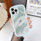 DEFBSC Case for iPhone 13 Pro, Cute Curly Wave Frame Clear Case Stripe Aesthetic Design Slim Soft TPU Bumper Transparent Shockproof Protective Case for iPhone 13 Pro - Green
