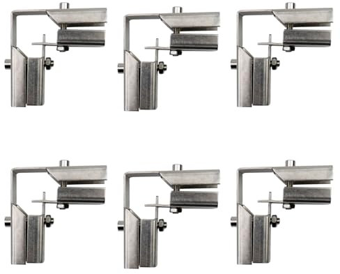 Antrader 6 Sets 1 Inch Square Tube Clamp Connector,3-Way Square T Tube Fitting,Stainless Steel Square Tube Clamps Joint Chain Link Fence Clamp for 25mm Square Pipe,Thickness 1.8mm