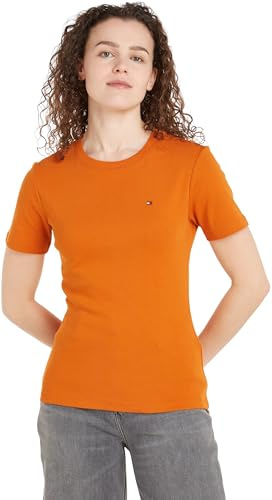 Tommy Hilfiger Women's New Slim Cody Round Neck Short Sleeve T-Shirt, Orange (Autumn Orange), M