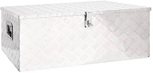 ShCuShan Aufbewahrungsbox, silberfarben, 100 x 55 x 37 cm, Aluminium, Aufbewahrungsbox für Garten, Aufbewahrungsbox, Aufbewahrungsbox
