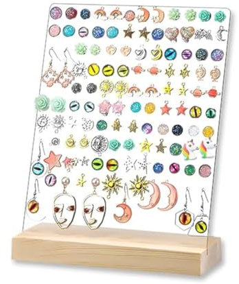 MagiSel Espositore Orecchini, Porta Orecchini con Base in Legno, Pannello per orecchini a 120 fori, Organizer per gli Orecchini, Adatto per Riporre Orecchini, Borchie e Altri Gioielli, 25,5x20 cm