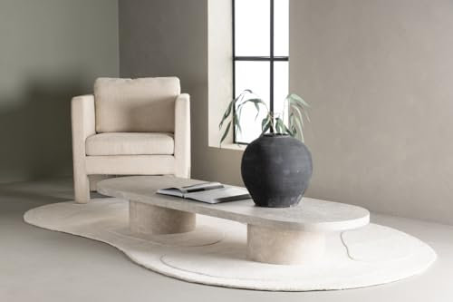 BOURGH Narvik Sofa Tisch 25x190x60cm - Wohnzimmertisch Couchtisch beige Marmor Optik