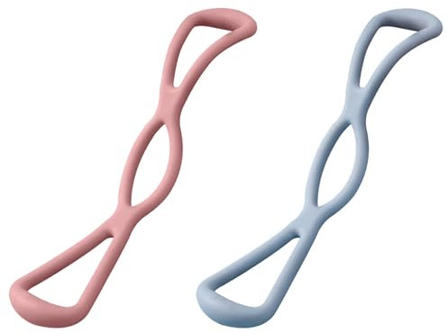 2 Lot de Corde Élastique d'exercice D'épaule, Corde Élastique Dos de Yoga Fitness, Corde d'exercice Bras en Forme 8, pour Les Bras, Bandes Extensibles Yoga, de Pilates - Rose, Bleu