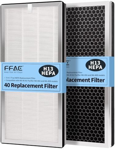 FFAC MA-40 Replacement Filter Compatible with MA-40 Air Purifiers, 3-in-1 High-Efficiency Filtration System for MA40W MA40B, H13 True HEPA with Activated Carbon Pre-Filter