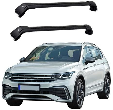 DPBXQ 2 Stück Aluminium Dachträger für Tiguan Allspace 2017 2018 2019 2020 2021 2022,DACHTRÄGER AUS Aluminium Fahrradträger Dachboxen Dachgepäckablage,1