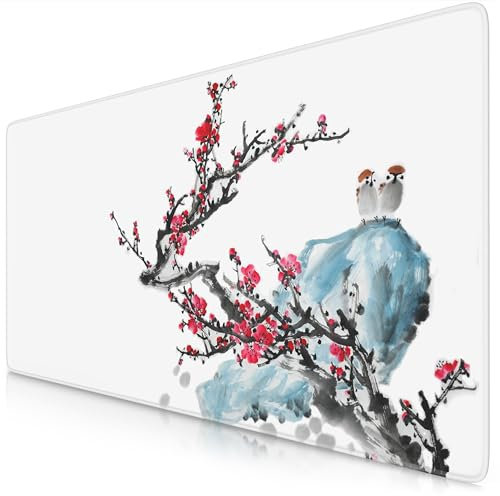 TITANWOLF – Alfombrilla Gaming XXL para ratón 900x400 – Mouse Pad - Precisión y Velocidad - Parte Inferior de Goma para una sujeción Estable - Antideslizante, Resistente al Agua, Ink Sakura 3