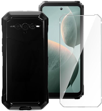LYZXMY Cover per Doogee V Max Plus (6.58) + 1 x Pellicola Protettiva in Vetro Temperato - Nero Morbido Silicone Custodia Protettivo TPU Gel Case
