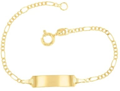 JC Schmuck 585 Gold Baby ID-Armband Kinder Goldarmband 14 cm I Figaro Armband mit Gravur I Gold Namensarmband I Babyarmband mit Namen I Kinderschmuck made in Germany I 5.53052