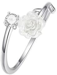 Boho Ring Mit Weißen Blumen Weiße Rose Knuckle Ring Rosen Blüten Stapelring Gepunkteter Kristall Fingerring Offener Ring Mit Strasssteinen Silber Farbener Verstellbarer Ring Schmuck Geschenke