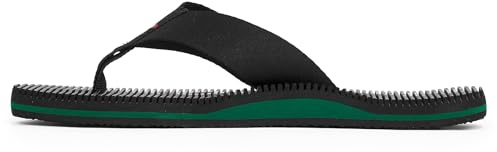Tommy Hilfiger Herren Flip Flops Massage Beach Sandal mit Logo, Schwarz (Black), 45