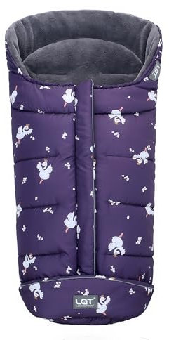 LAT Universelle Fußsack für Kinderwagen, Baby Winterfußsack Kinderwagen, Wasserdicht und Winddicht, Kapuze mit Kordelzug Universal Fußsack für Babyschale Buggy (A, Schwan)