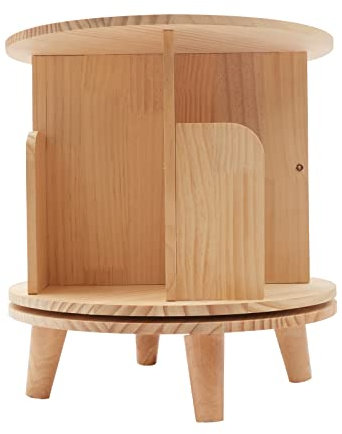 Levkitch Drehender Bücherregal Turm - 1 Ebene Holz Bodenstehendes Drehbares Lagerregal multifunktionaler Swivel Bücherregal-Organizer