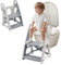 Holdfiturn Potty Training Seat Toilet Seat Kids Adjustable Potty Ladder Seat for Toilet Training with Steps Handle Soft Cushion Design 2 in 1 Potty Training Toilet Seat (Gray)