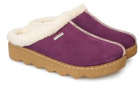 Rohde Huggys No65 Clogs Damen Hausschuhe Pantolette Leder gefüttert 6125 lila, Schuhgröße:38 EU