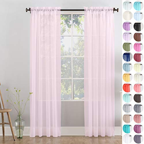 Megachest a pair of slot top voile curtains(Blush, 56 wideX36 drop 2 Panels)