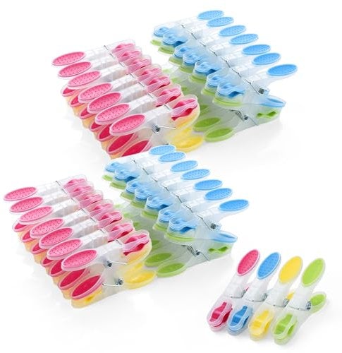 AiQInu Lot de 60 Pinces à Linge en Plastique, Antidérapantes Epingle a Linge, Multicolores Clip avec Rembourré Doux pour Serviettes Chaussettes Underwears et Vêtements