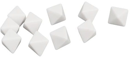 Set di Dadi a 8 Facce da 20 Pezzi, Plastica Semplice, per Giochi da Tavolo Fai-da-te, Feste, Educazione Al Conteggio, Bianco