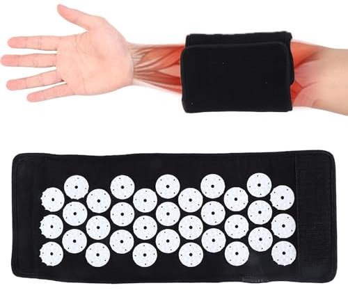 Fyearfly Akupressur Armband Massagegürtel, Verstellbarer Akupressurmatte für Arm, Nacken und Schulter, Stressabbau & Entspannung, für Yoga, Fitness & Büro (Schwarz)
