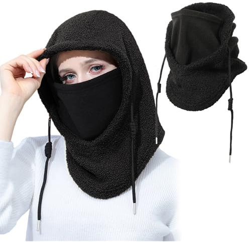 TAGVO Unisex Sturmhaube Winter aus Thermo-Fleece - Multifunktionale Kapuze und Halswärmer Mütze mit Schal, Windschutzgesicht für Männer und Frauen, für Outdoor-Sport, Universalgröße