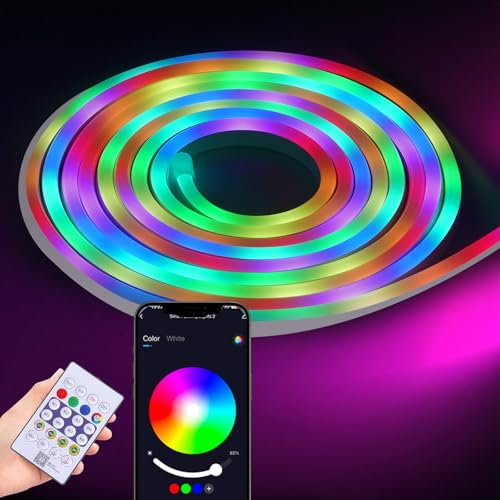 Zividodo 10M Neon LED Strip, Led Streifen with Application/Remote Control Control,Multiple Modes, LDE Lights Band für Schlafzimmer Wohnzimmer Wanddekoration