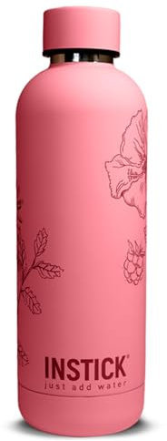 INSTICK Isolierflasche Rose 750 ml – Edelstahl-Wasserflasche mit floralem Motiv, auslaufsicher für heiße & kalte Getränke, ideal für Outdoor, Sport und Reisen