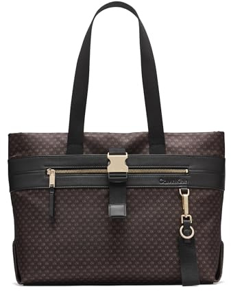 Calvin Klein Elora Organizational Tote, Brown/Khaki/Black, One size