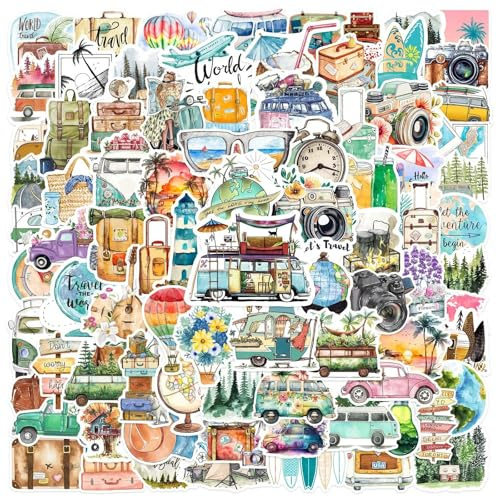 100 Pcs Outdoor Travel Stickers Outdoor Camping Hiking Adventure Stickers Water Bottle Luggage Cups Guitar Notebook Scrapbook Bicycle Graffiti Tags Sticker