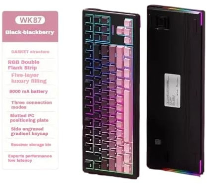 QPSJXN WLAN MECHANISCHE Tastatur DREI Modus Dichtung RGB Backlight Hot Swap Low Delay Gamer Accessoire 2.4g(BlackBerry 8000mAhSY)