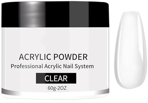 60G Clear Acrylic Powder for Nail Extensions & Sculpting – High-Capacity, No UV Lamp Needed – Perfect for DIY Acrylic False Nails & Professional Nail Art