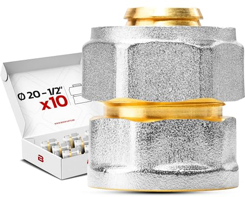BOOPARTS – Raccord Femelle à Visser Ø20–1/2 15/21 | Raccord Multicouche à Compression pour Tubes PER, PEX et Multicouche | Plomberie, Chauffage et Sanitaire | Lot de 10