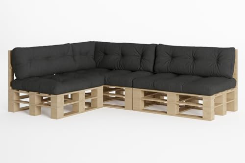 chilly pilley® Palettenauflage UV Wasserabweisend Leinenoptik Schaumflocken Palettenkissen auf Palettensofa Palettenpolster auf Palettenmöbel Rückenlehne Sitzkissen (7er Set)