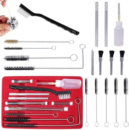 23 PCS Airbrush Spray Gun Cleaning Kit, Multi-Purpose Paint Gun Cleaning Brushes Maintenance Tools Set with Nylon Bristles & Needles for Paint Guns Tattoo Equipment Coffee Machines